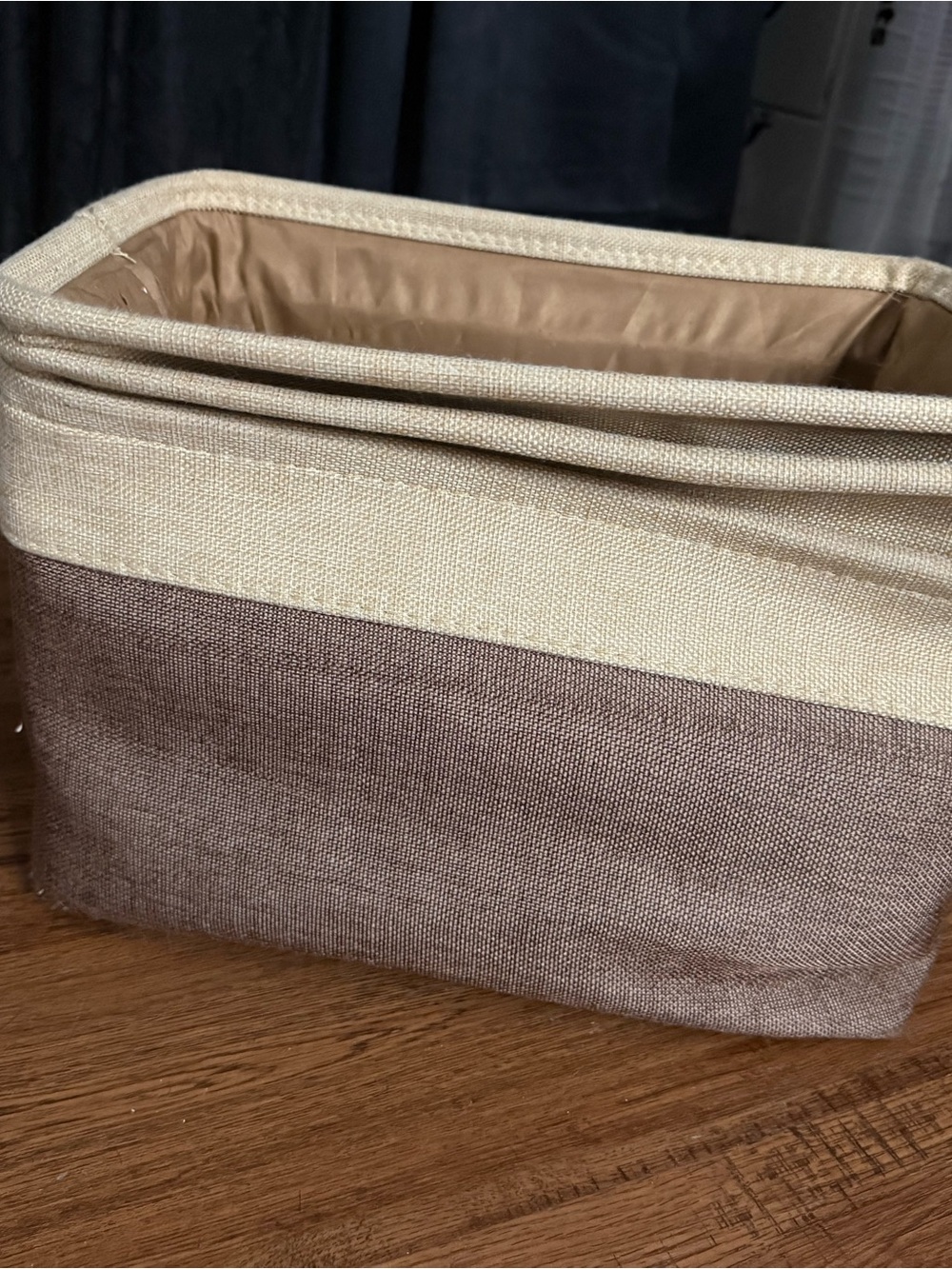 4 items -Fabric Storage Bin in Beige and Brown